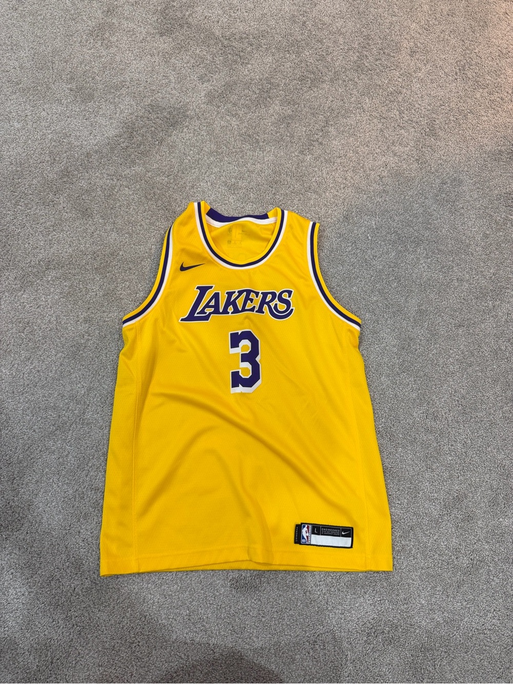 Nike Dri-FIT Los Angeles Lakers Anthony Davis #3 NBA Jersey Yellow youth L